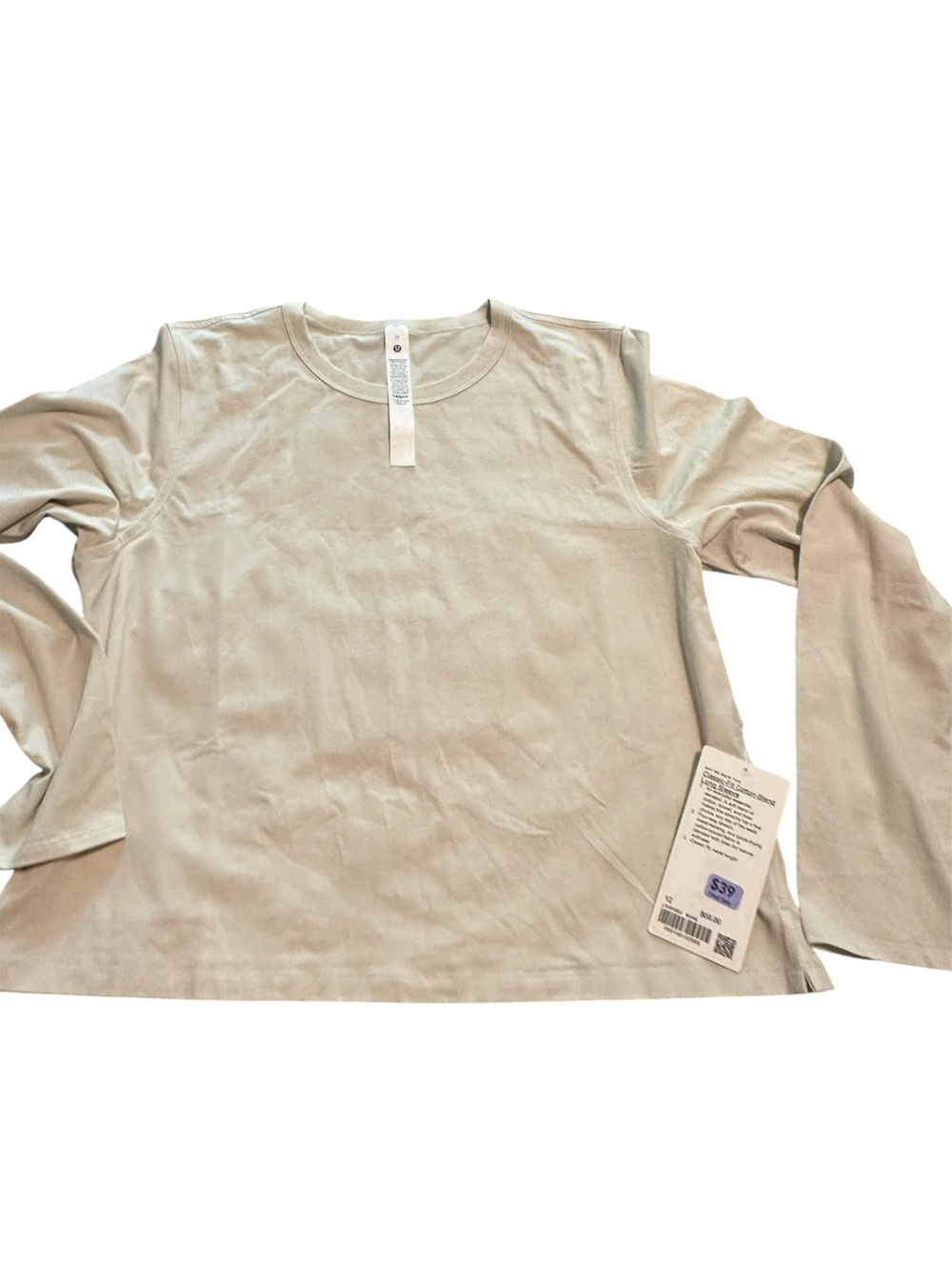 lululemon🍋Classic Fir Cotton Blend Long-Sleeve Crew - Bone Size 12 NWT - Picture 6 of 9
